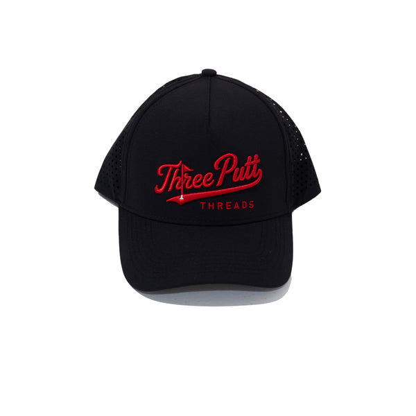 Black Three Putt Threads Trucker Cap